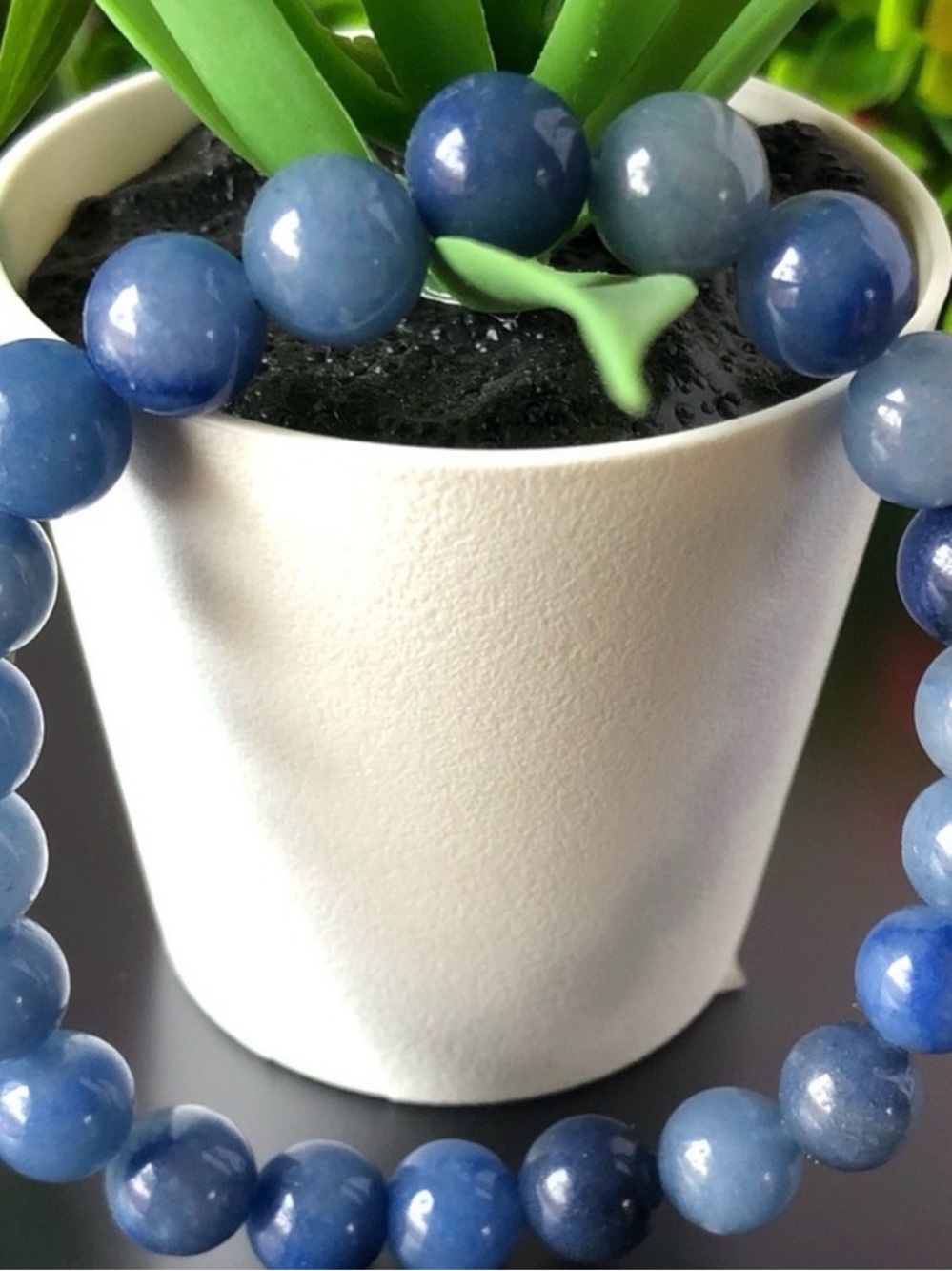 Blue Gemstone Beaded Stretch Bracelet - Women